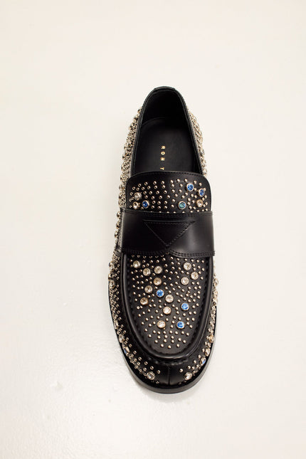 Men's Studded Leather Loafer - Black | Ron Tomson