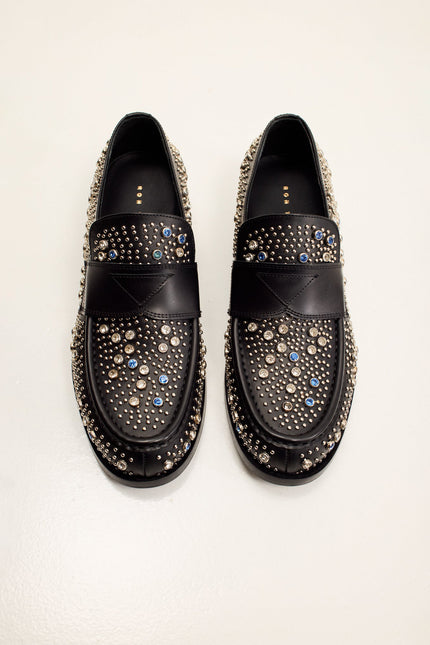 Men's Studded Leather Loafer - Black | Ron Tomson