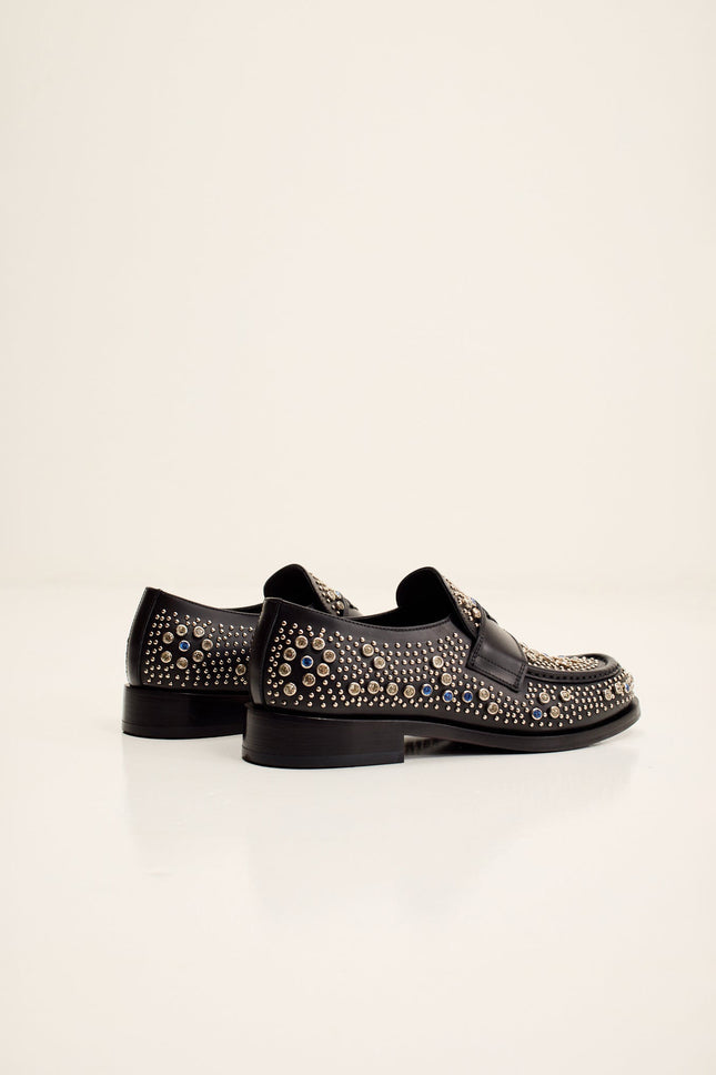Men's Studded Leather Loafer - Black | Ron Tomson