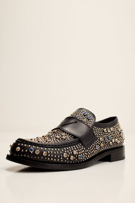 Men's Studded Leather Loafer - Black | Ron Tomson