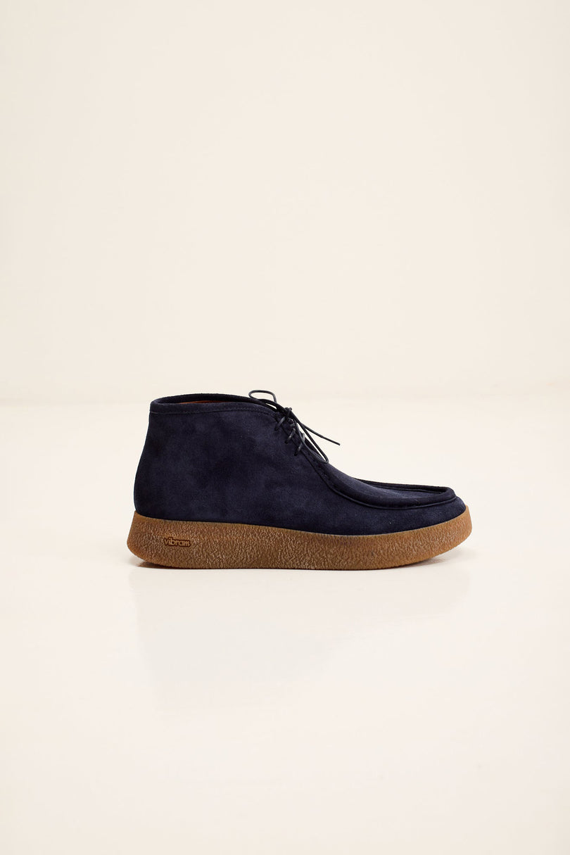 Men's Vibram Sole Suede Desert Boots - Navy | Ron Tomson