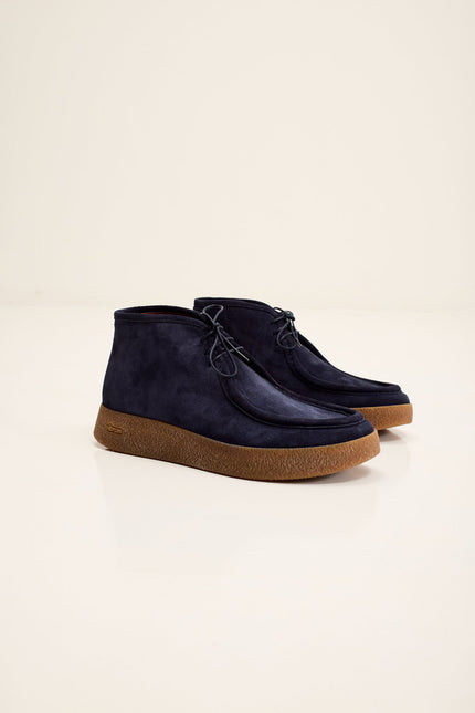 Men's Vibram Sole Suede Desert Boots - Navy | Ron Tomson