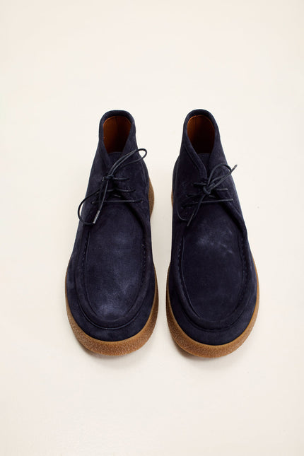 Men's Vibram Sole Suede Desert Boots - Navy | Ron Tomson