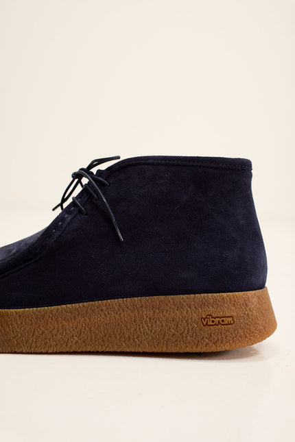 Men's Vibram Sole Suede Desert Boots - Navy | Ron Tomson