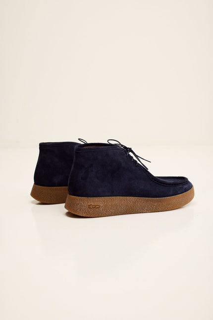 Men's Vibram Sole Suede Desert Boots - Navy | Ron Tomson