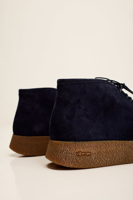 Men's Vibram Sole Suede Desert Boots - Navy | Ron Tomson