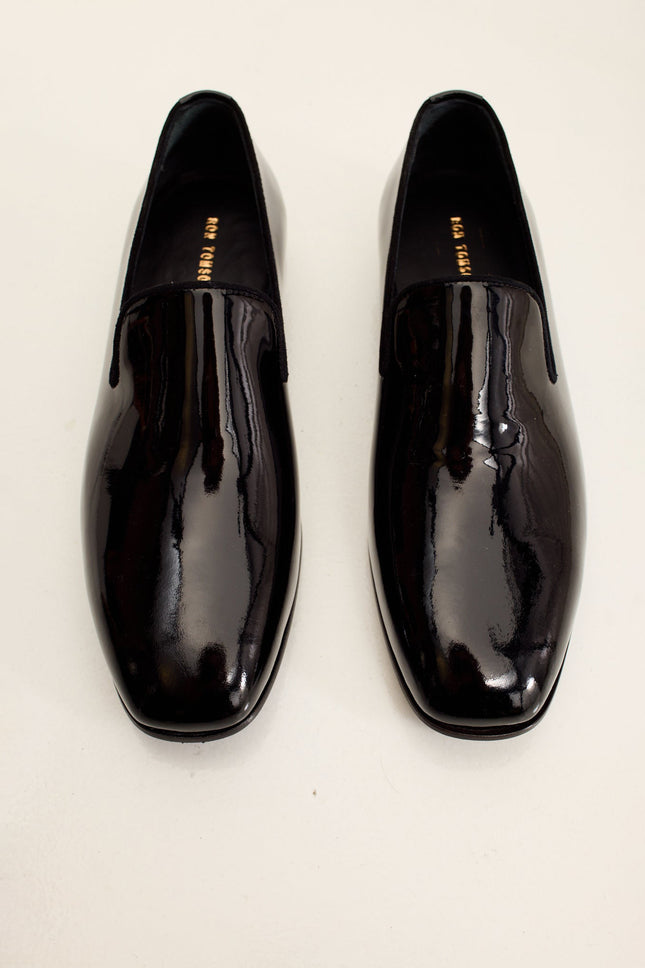 Men's Patent Leather Formal Loafer - Black | Ron Tomson