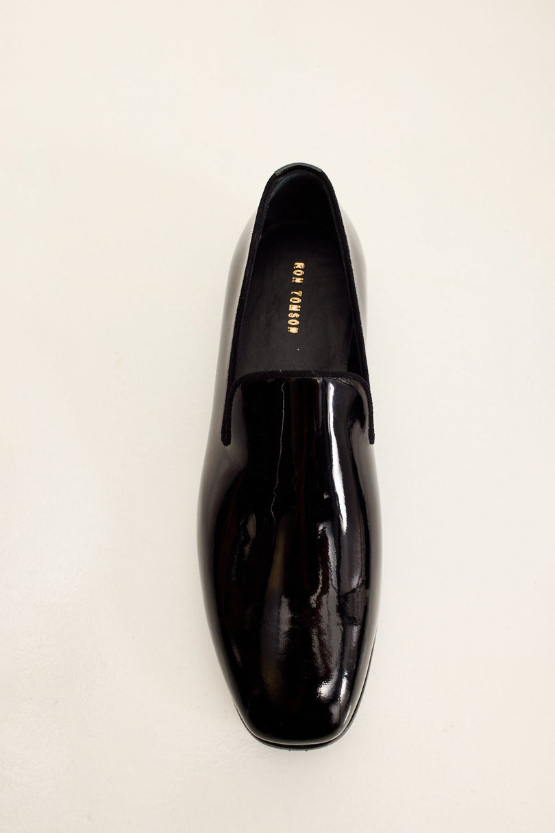 Men's Patent Leather Formal Loafer - Black | Ron Tomson