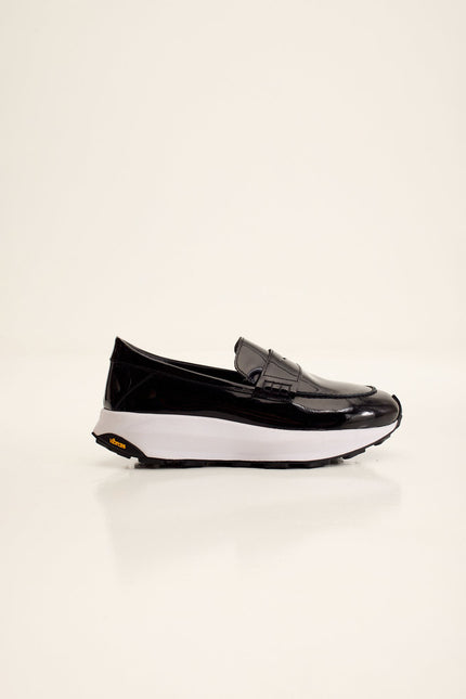 Men's Patent Leather Vibram Loafer - Black | Ron Tomson