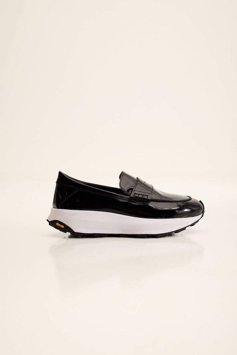 Men's Patent Leather Vibram Loafer - Black | Ron Tomson