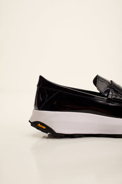 Men's Patent Leather Vibram Loafer - Black | Ron Tomson