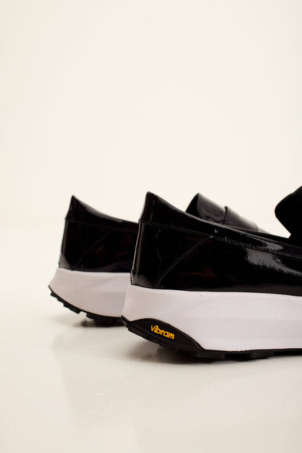 Men's Patent Leather Vibram Loafer - Black | Ron Tomson
