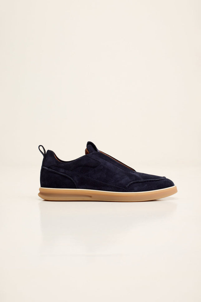 Men's Suede Slip-On Sneakers - Navy | Ron Tomson
