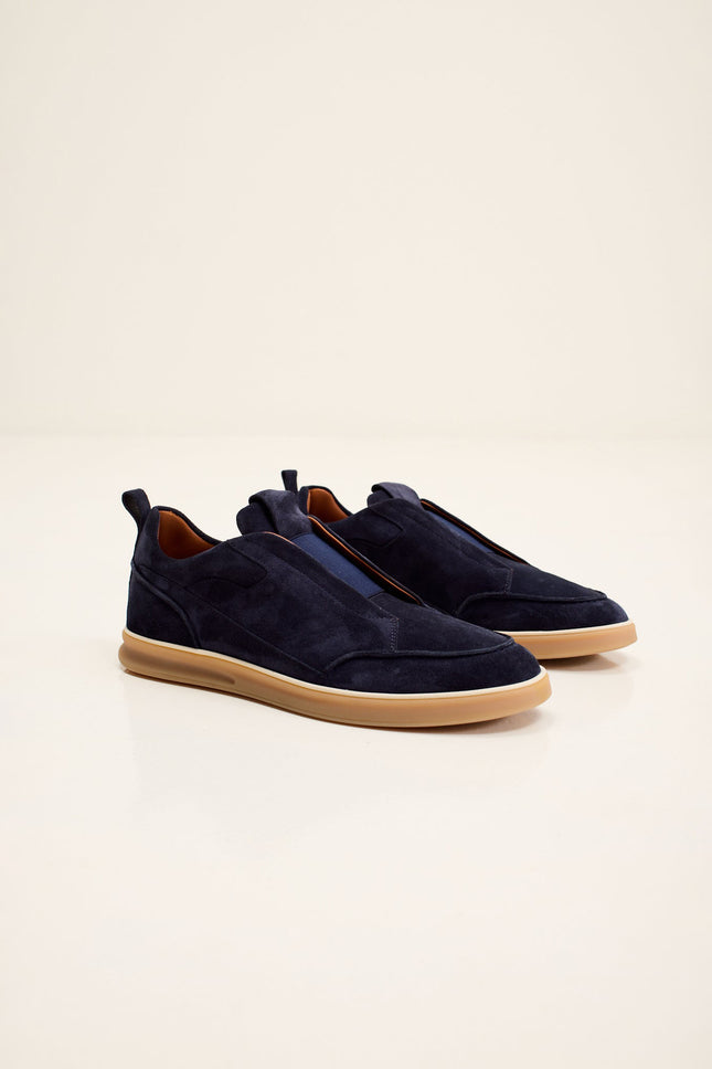 Men's Suede Slip-On Sneakers - Navy | Ron Tomson