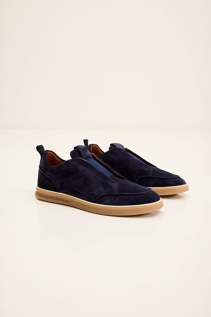 Men's Suede Slip-On Sneakers - Navy | Ron Tomson