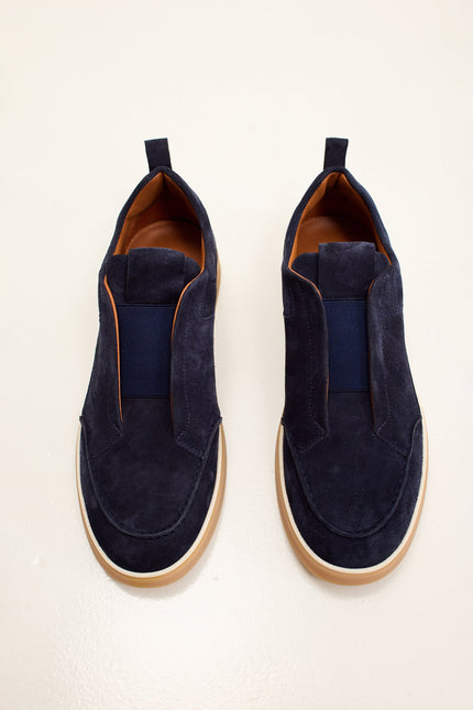 Men's Suede Slip-On Sneakers - Navy | Ron Tomson