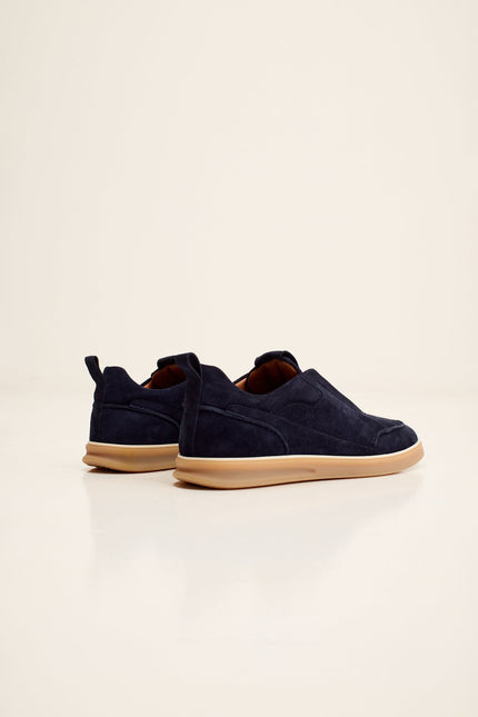 Men's Suede Slip-On Sneakers - Navy | Ron Tomson