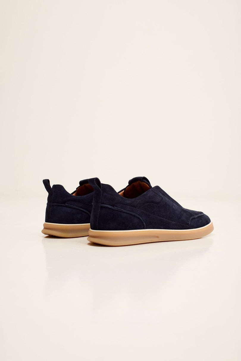 Men's Suede Slip-On Sneakers - Navy | Ron Tomson