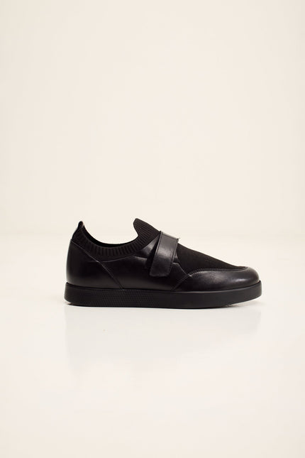 Men's Leather Slip-On Sneaker - Black | Ron Tomson