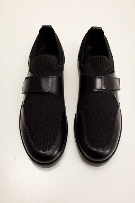 Men's Leather Slip-On Sneaker - Black | Ron Tomson