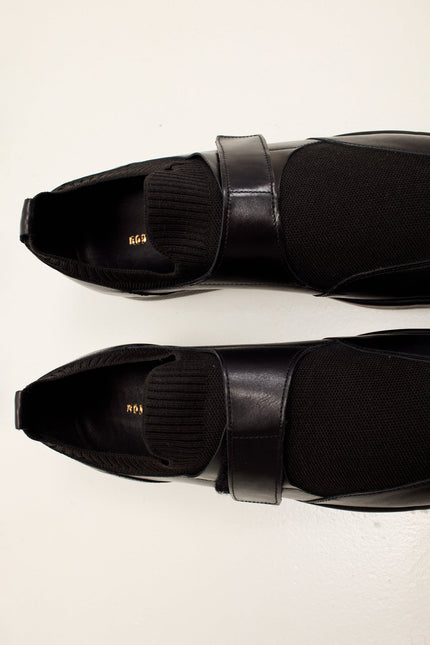 Men's Leather Slip-On Sneaker - Black | Ron Tomson