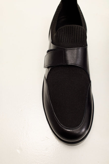 Men's Leather Slip-On Sneaker - Black | Ron Tomson