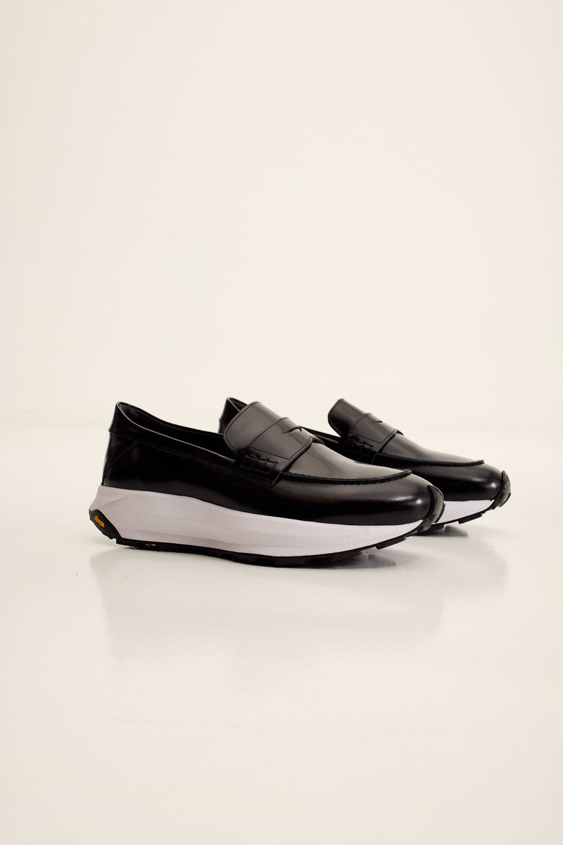 Men's Italian Vibram Sole Penny Loafer - Black | Ron Tomson