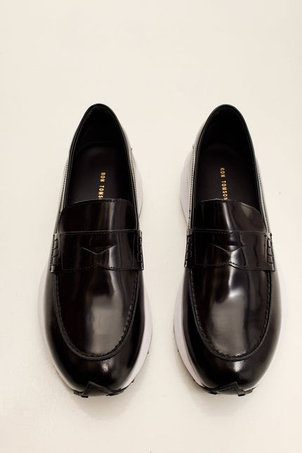 Men's Italian Vibram Sole Penny Loafer - Black | Ron Tomson