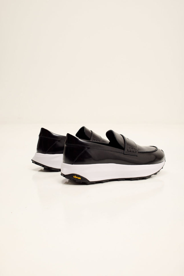 Men's Italian Vibram Sole Penny Loafer - Black | Ron Tomson