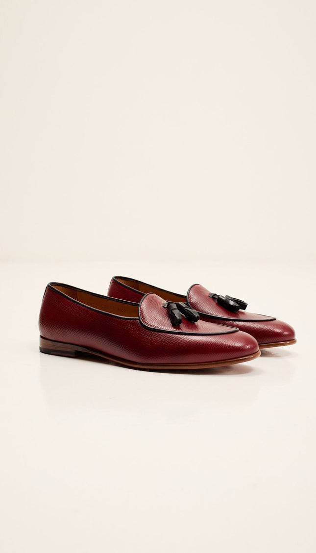 Italian Leather Sole Tassel Loafer - Burgundy