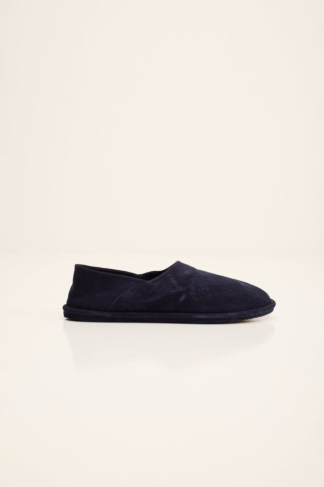 Men's Suede Italian Rubber-Sole Espadrilles - Navy | Ron Tomson