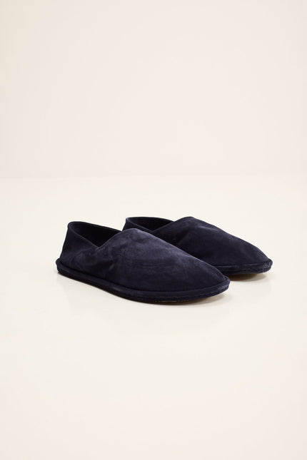 Men's Suede Italian Rubber-Sole Espadrilles - Navy | Ron Tomson