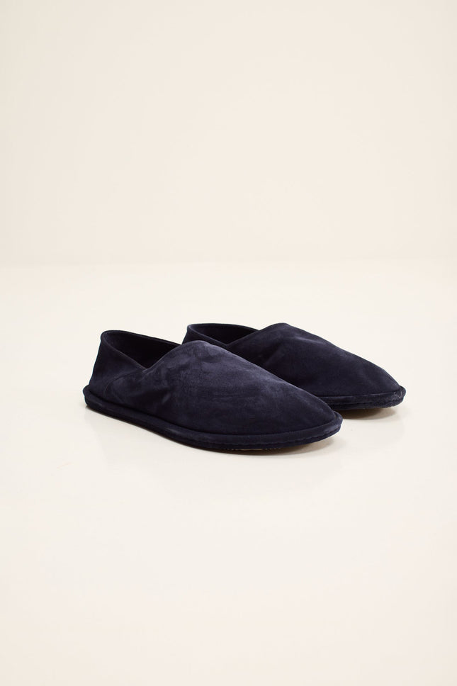 Men's Suede Italian Rubber-Sole Espadrilles - Navy | Ron Tomson