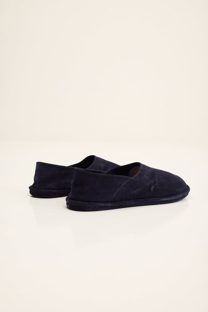 Men's Suede Italian Rubber-Sole Espadrilles - Navy | Ron Tomson