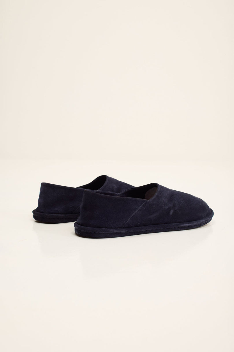 Men's Suede Italian Rubber-Sole Espadrilles - Navy | Ron Tomson