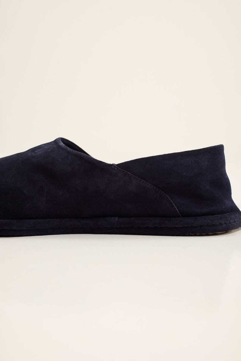 Men's Suede Italian Rubber-Sole Espadrilles - Navy | Ron Tomson
