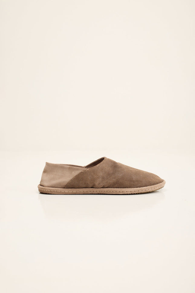 Men's Perforated Suede Espadrilles - Grey Beige | Ron Tomson