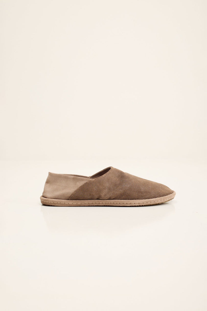 Men's Perforated Suede Espadrilles - Grey Beige | Ron Tomson