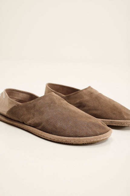 Men's Perforated Suede Espadrilles - Grey Beige | Ron Tomson