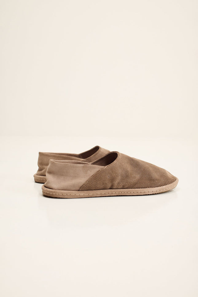 Men's Perforated Suede Espadrilles - Grey Beige | Ron Tomson
