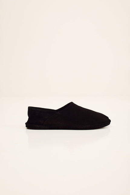 Men's Suede Espadrilles with Italian Rubber Sole - Black | Ron Tomson