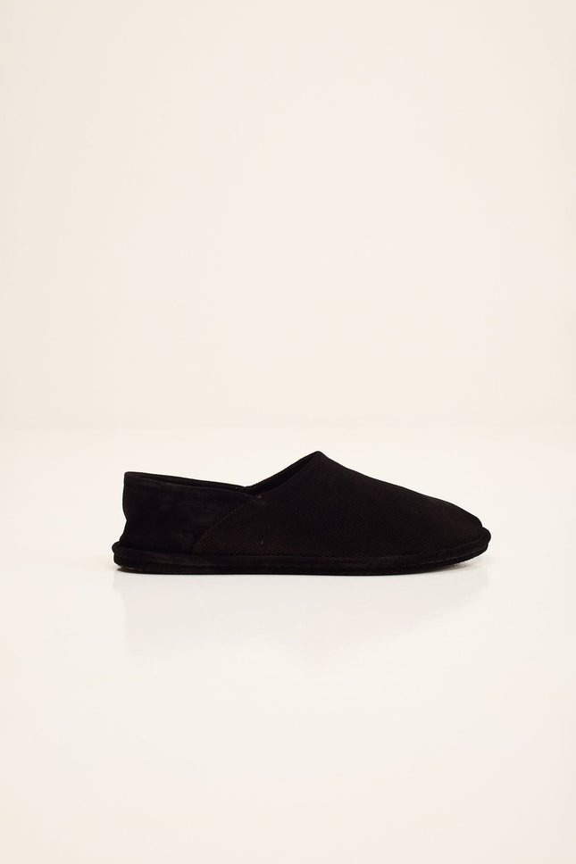 Men's Suede Espadrilles with Italian Rubber Sole - Black | Ron Tomson