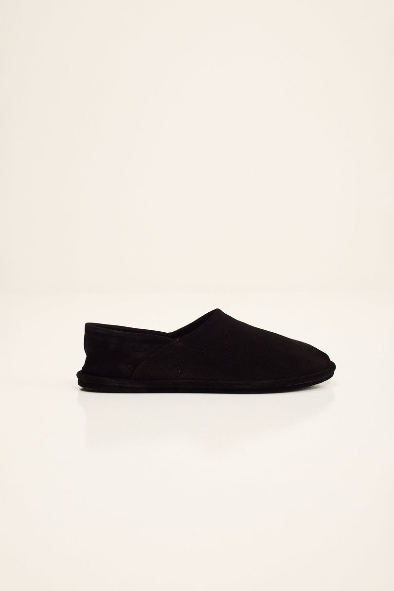 Men's Suede Espadrilles with Italian Rubber Sole - Black | Ron Tomson