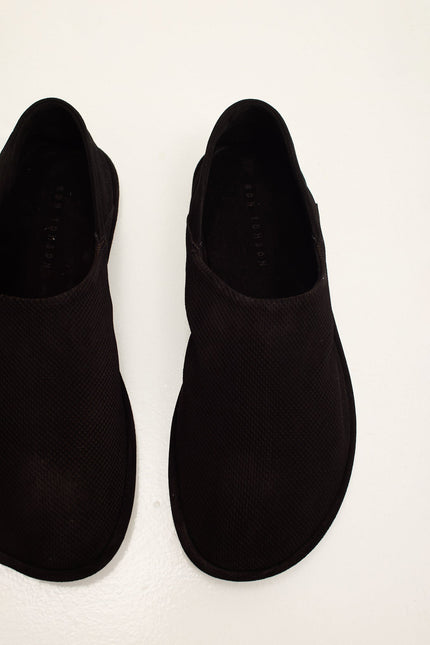 Men's Suede Espadrilles with Italian Rubber Sole - Black | Ron Tomson