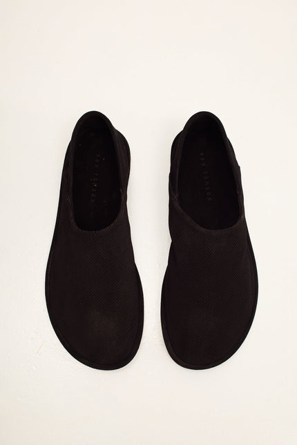 Men's Suede Espadrilles with Italian Rubber Sole - Black | Ron Tomson