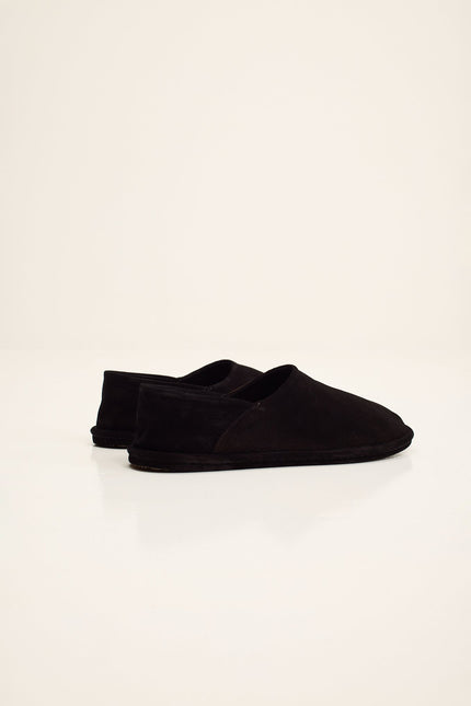 Men's Suede Espadrilles with Italian Rubber Sole - Black | Ron Tomson
