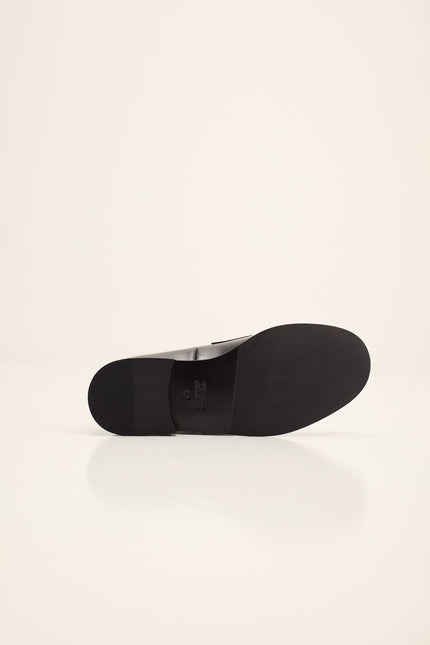Men's Leather Studded Penny Loafer - Black | Ron Tomson