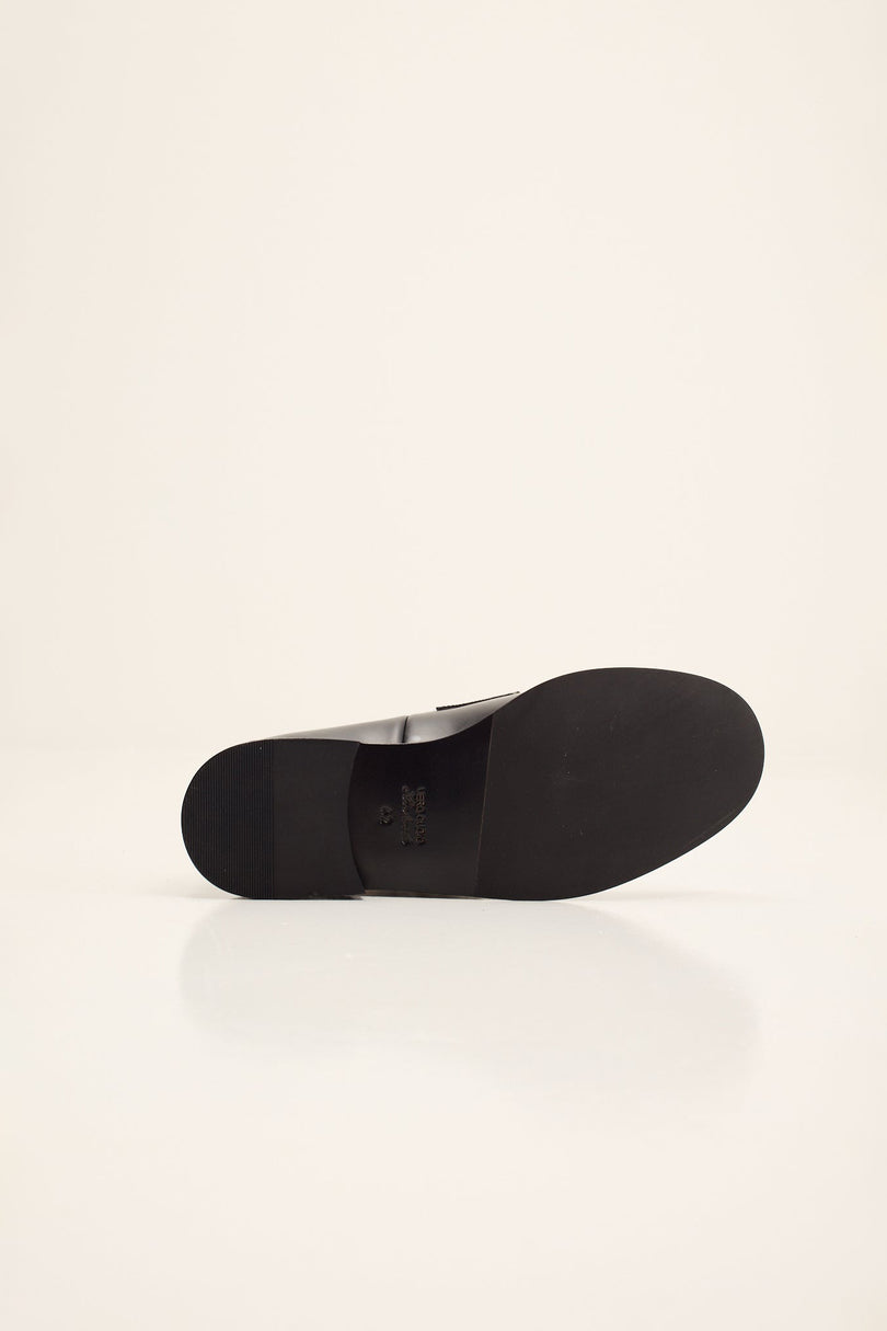 Men's Leather Studded Penny Loafer - Black | Ron Tomson