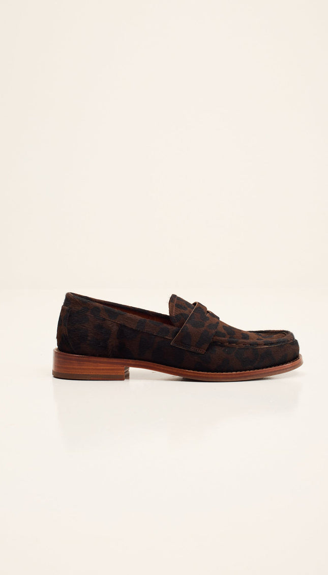 Calf Hair Penny Loafer - Black Leopard
