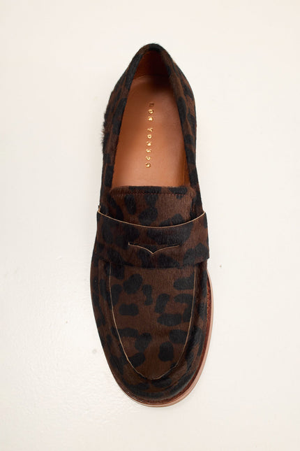 Men's Calf Hair Penny Loafer - Black Leopard | Ron Tomson